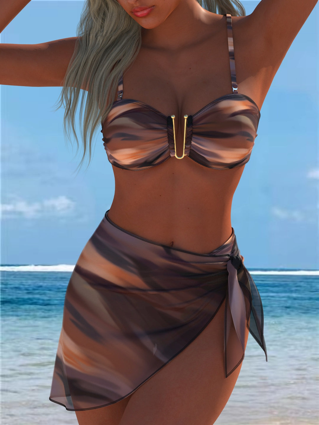Damen Bikini-Set mit elegantem Balconette-Oberteil und modischem Wickelrock EB