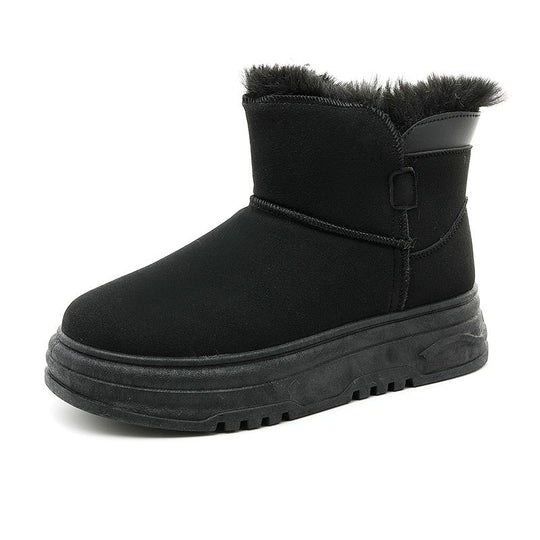 Damen warme Winterstiefel mit flauschigem Kunstfellrand und rutschfester Sohle EB