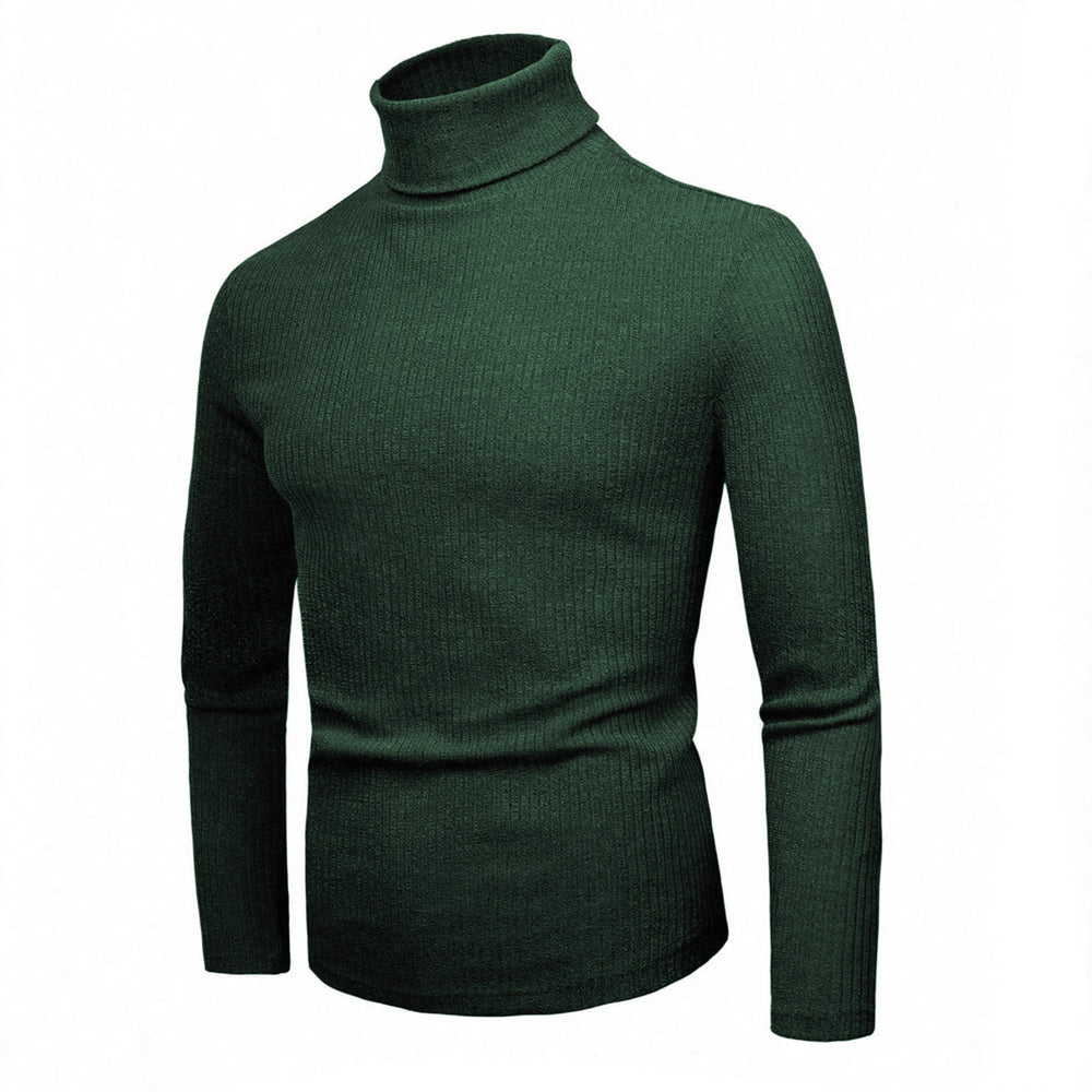 Damen eleganter Strickpullover mit hohem Kragen und feiner Rippenstruktur EB