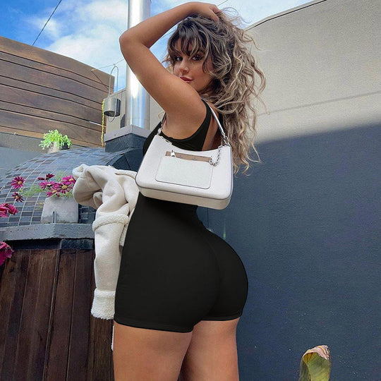 Damen Figurbetonter Overall mit Spaghettiträgern und elegantem Schnitt EB