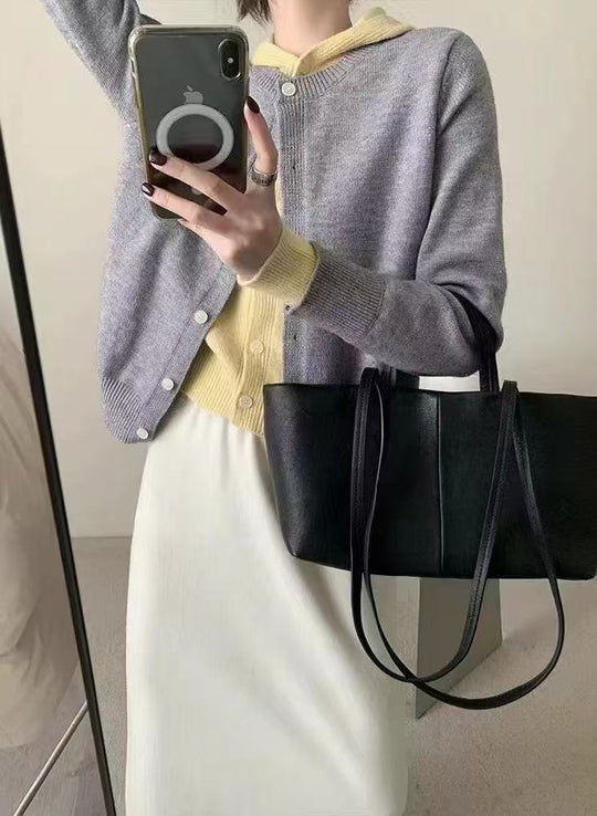 Damen Kuscheliger Cardigan mit Kapuze und Knopfdesign EB