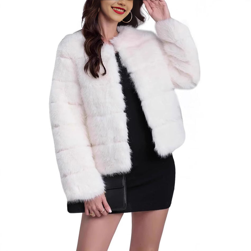 Damen trendige Kunstpelzjacke EB