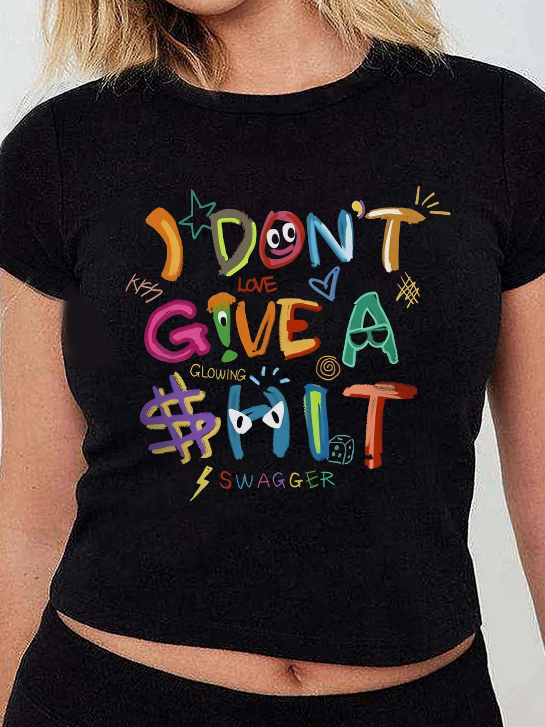 Damen Crop-T-Shirt mit inspirierendem Statementdruck EB