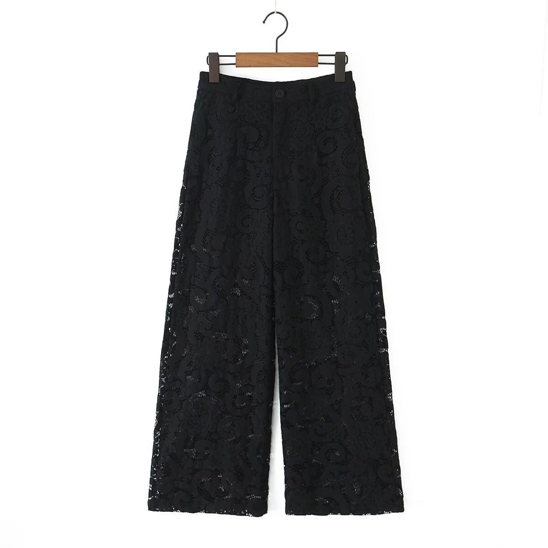Damen weite Spitze Hose mit elegantem Schnitt und luxuriösem Design EB