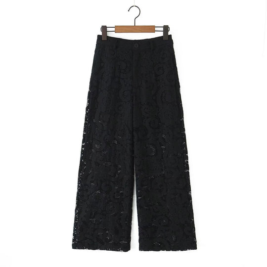 Damen weite Spitze Hose mit elegantem Schnitt und luxuriösem Design EB