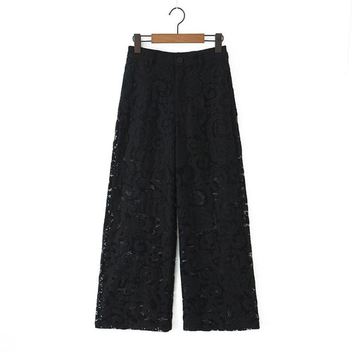 Damen weite Spitze Hose mit elegantem Schnitt und luxuriösem Design EB