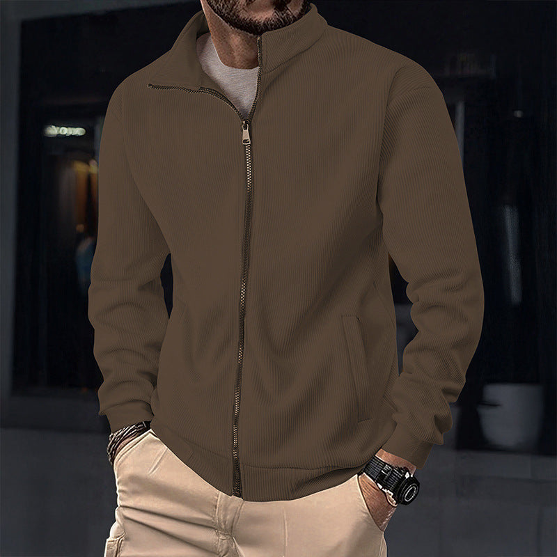 Herren Stylische Jacke mit Reißverschluss und hohem Kragen EB