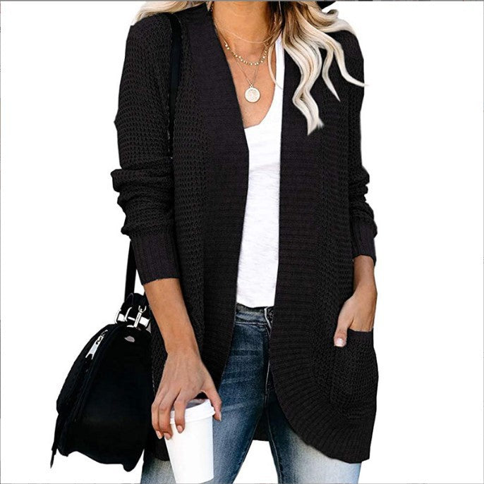 Damen Strickcardigan mit praktischen Taschen und luftiger Struktur EB