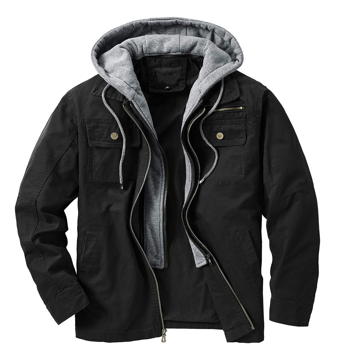 Herren vielseitige Übergangsjacke mit integrierter Kapuze und praktischen Taschen EB