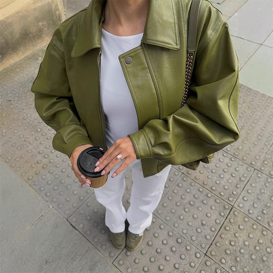 Damen Lässige Übergangsjacke mit voluminösen Ärmeln EB
