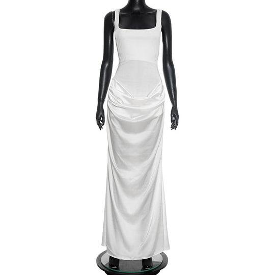 Damen Elegantes Maxikleid mit drapiertem Oberteil und schmalem Schnitt EB