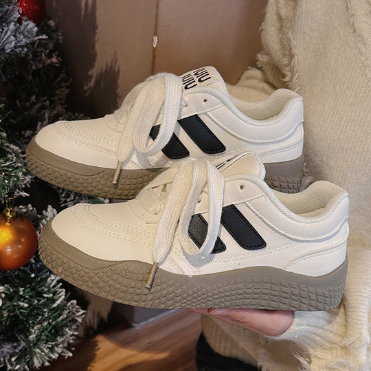 Damen Komfortable Sneakers mit dicker Gummisohle und atmungsaktiver Oberflächenstruktur EB