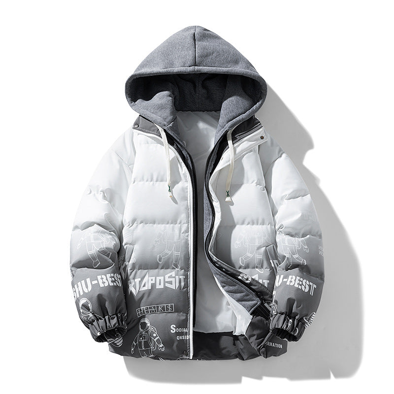 Herren Stepp-Winterjacke mit Kapuze und Printdetails EB