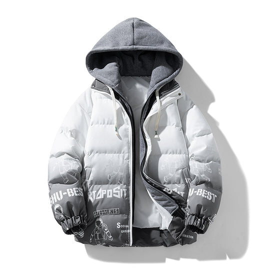 Herren Stepp-Winterjacke mit Kapuze und Printdetails EB