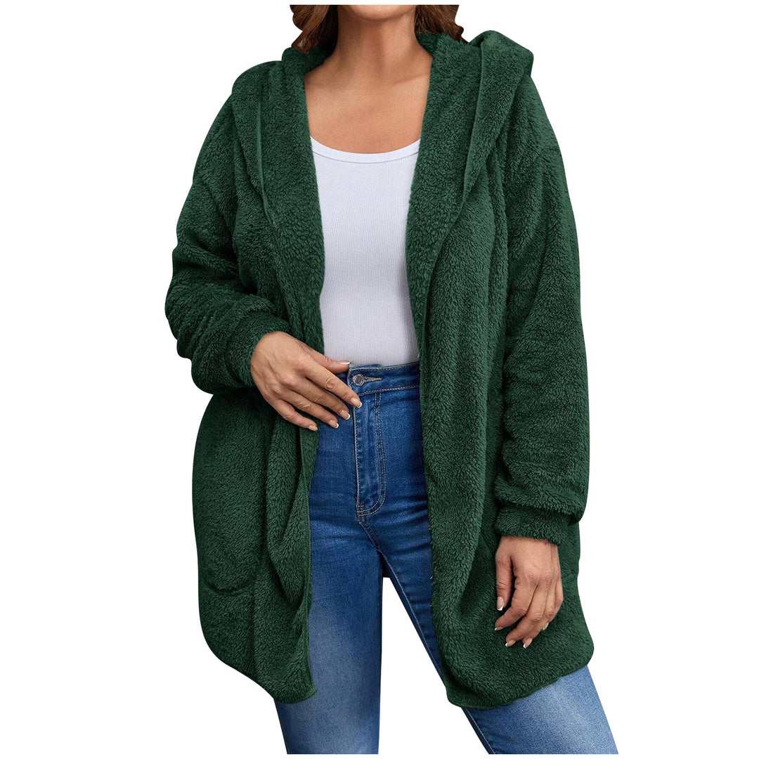 Damen nan kuschelige Teddy-Fleece Kapuzenjacke mit großen Eingrifftaschen und entspannter Silhouette EB