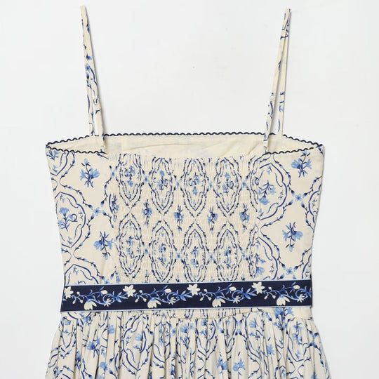 Damen Maxikleid mit floralem Muster und verstellbaren Spaghetti-Trägern EB