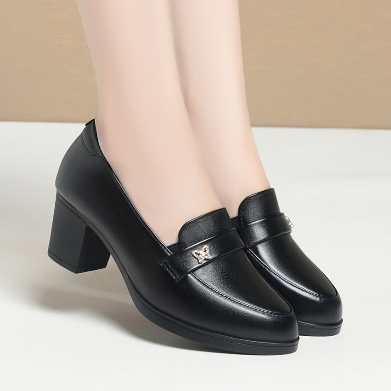 Damen elegante Loafers mit glänzender Dekoration EB