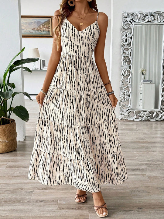 Damen Maxikleid mit trägerlosem Design und fließendem Schnitt EB