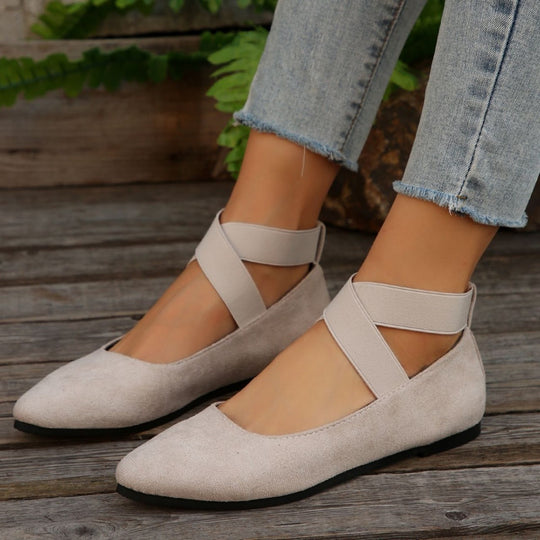 Damen elegante Ballerinas mit gekreuzten Riemen und weichem Obermaterial EB