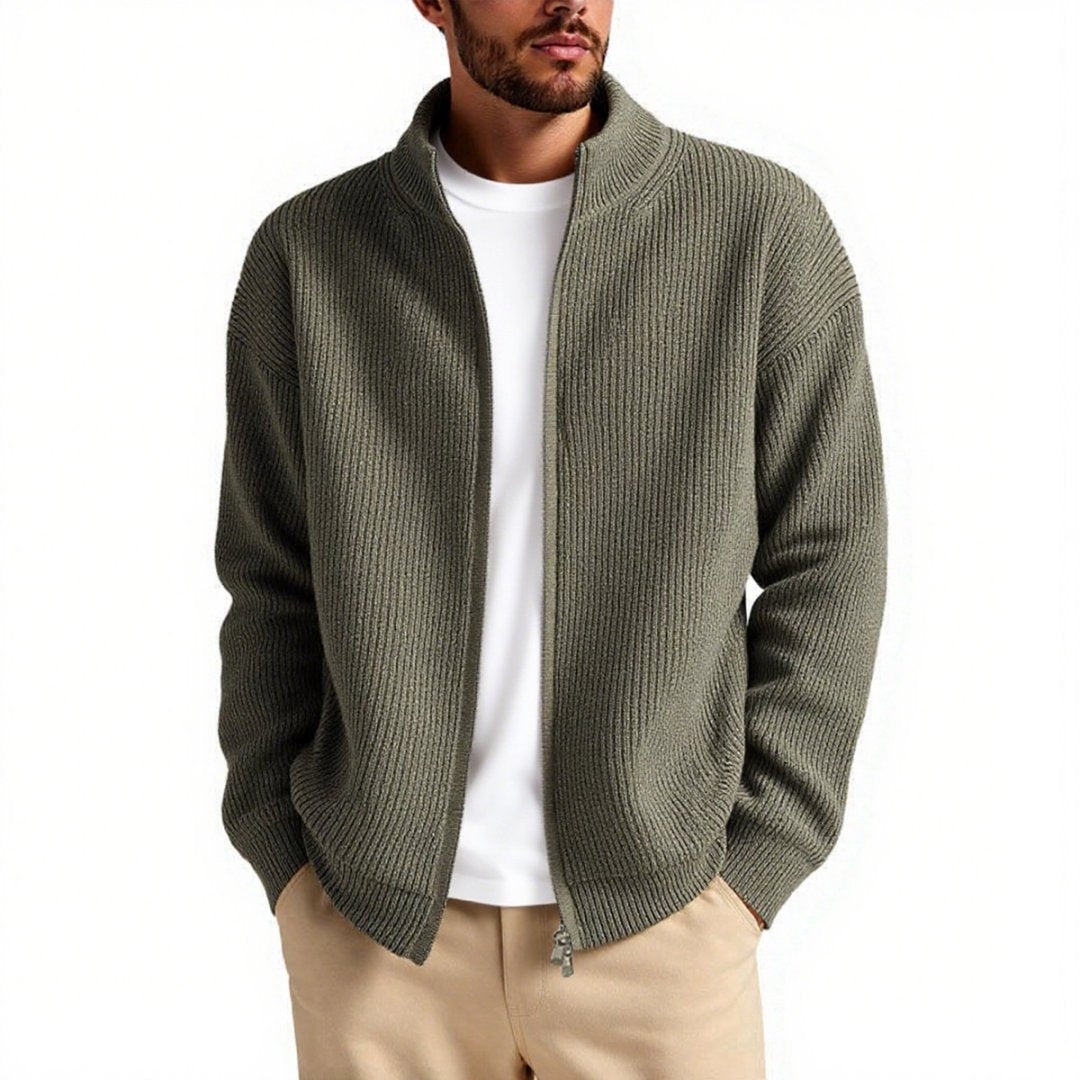 Herren Strickjacke mit hohem Kragen und praktischem Reißverschluss EB