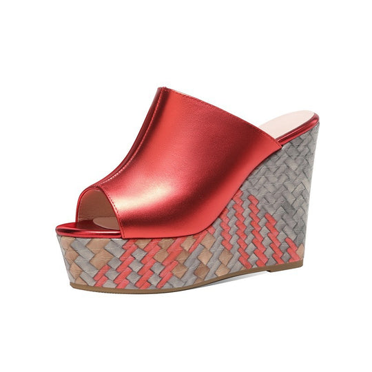 Damen Wedge-Pantoletten mit elegantem geflochtenem Design und komfortablem Fußbett EB