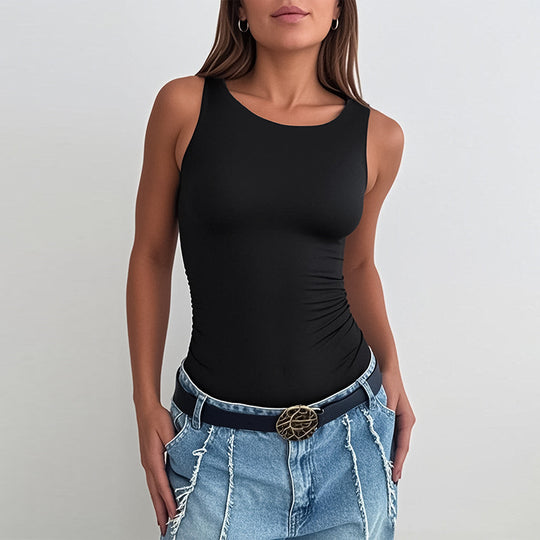 Damen figurbetontes Body mit gerafftem Design EB