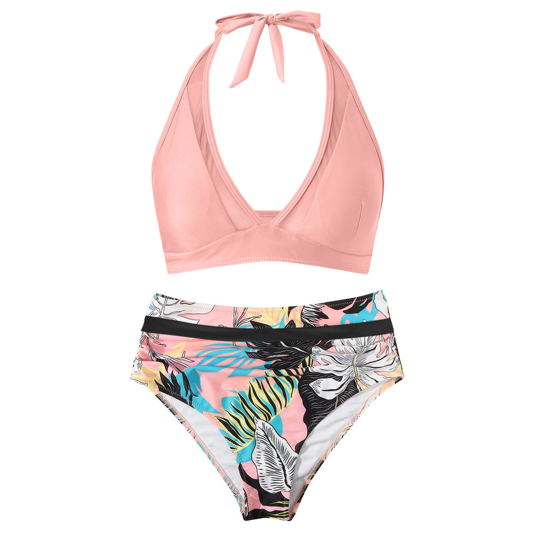 Damen Hochtailliertes Bademoden-Set mit stylischem Haltertop EB