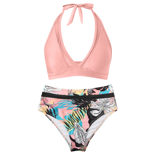 Damen Hochtailliertes Bademoden-Set mit stylischem Haltertop EB