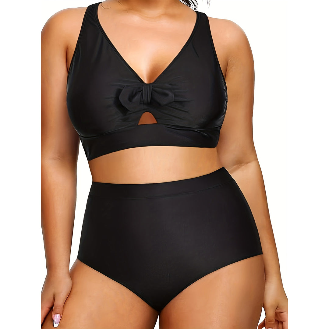 Damen Hochtailliertes Bikini-Set mit modischem Cut-Out EB