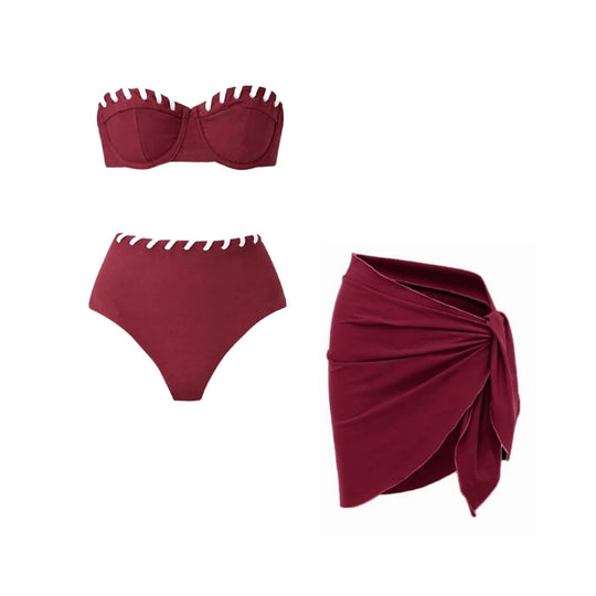 Damen Bikini-Set mit modischem High-Waist-Höschen und Latzhosen von EB