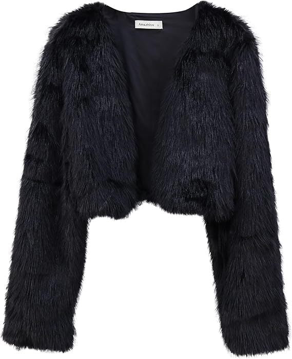 Damen Flauschige Kurzjacke mit offenem Schnitt EB