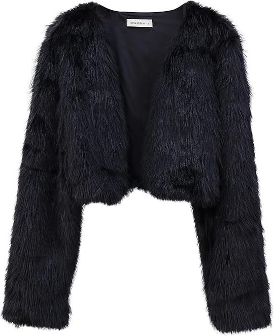 Damen Flauschige Kurzjacke mit offenem Schnitt EB