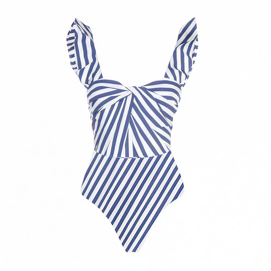 Damen Einteiler Badeanzug mit verspieltem Volant-Design EB