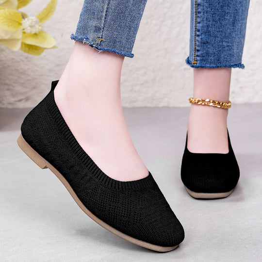 Damen elegante Ballerinas aus atmungsaktivem Strickmaterial EB