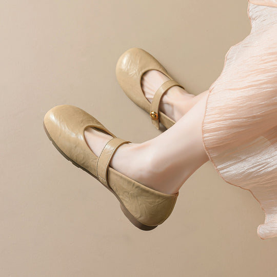Damen Ballerinas mit elegantem Riemen und modischem Knopfdetail EB
