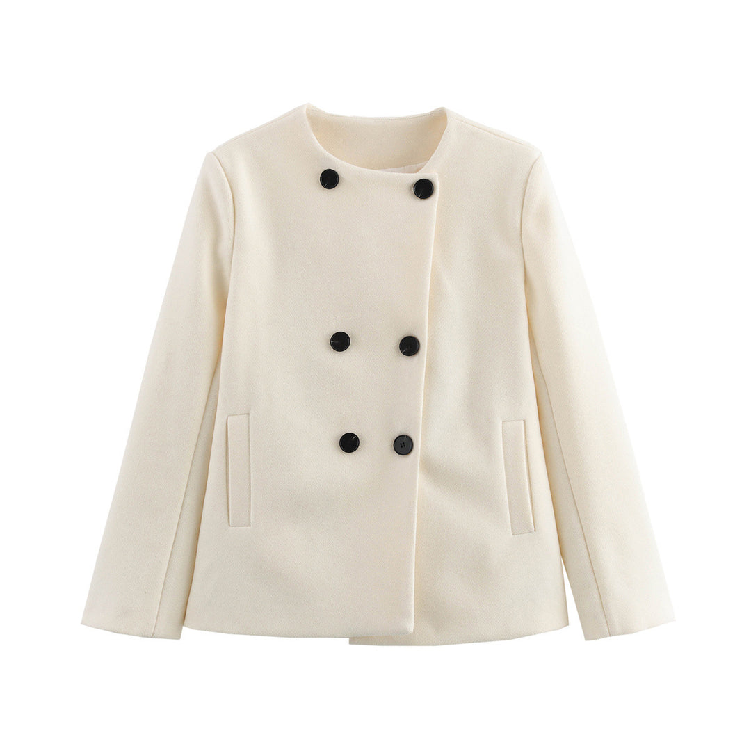 Damen elegante Winterjacke mit doppelter Knopf- und Taschenlösung EB