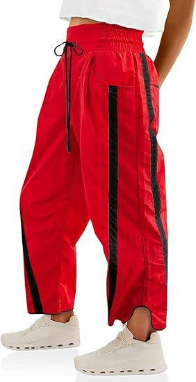 Damen nan relaxte Trackpants mit seitlichem Kontraststreifen, elastischem Smokbund und Eingrifftaschen EB