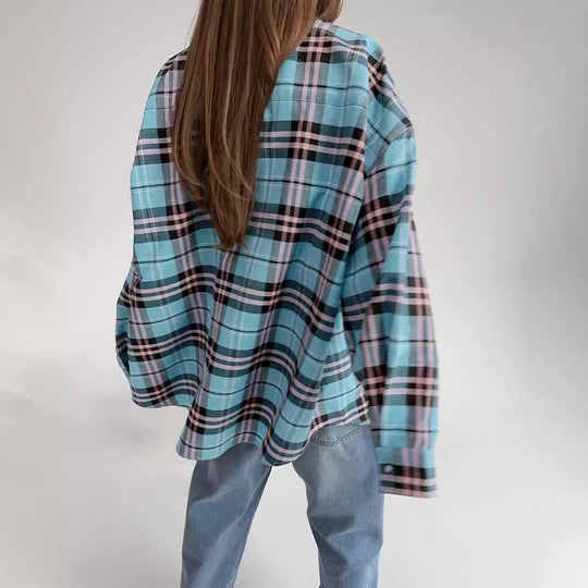 Damen lässige Karierte Hemdbluse EB