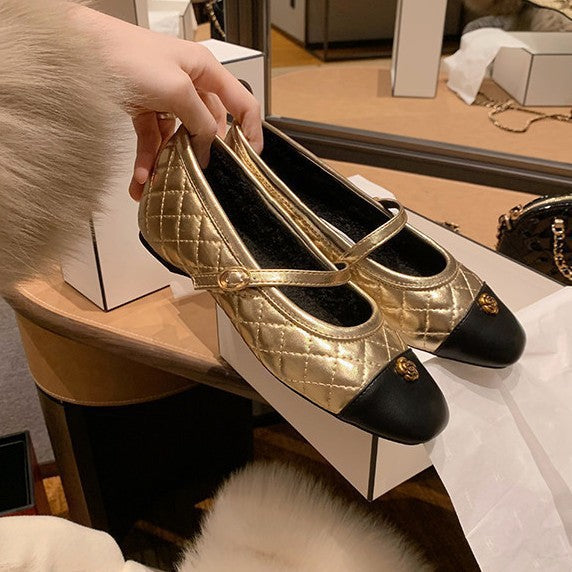 Damen Ballerinas mit glänzender Stepp-Optik und eleganter Riemchenverzierung EB