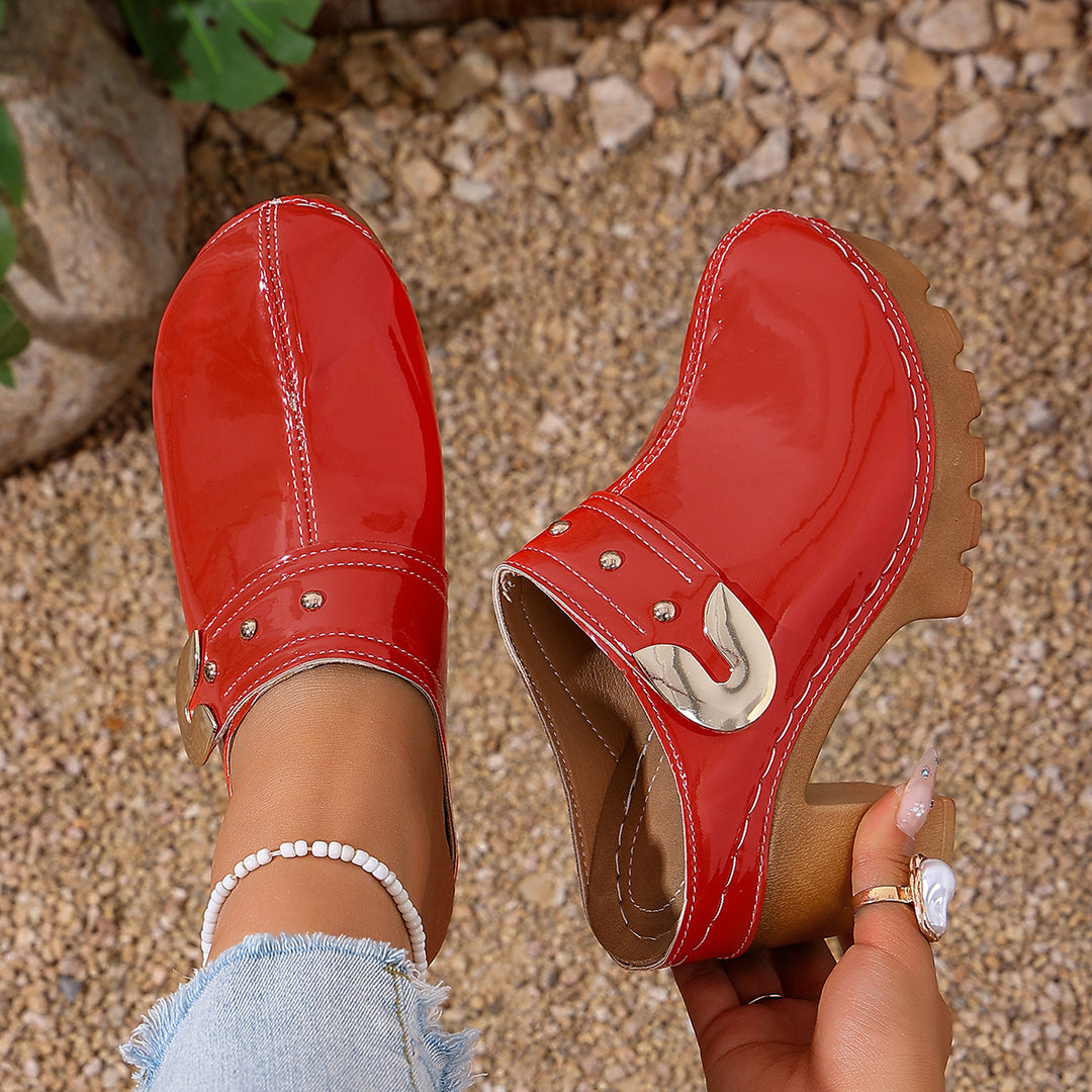 Damen Hochwertige Clogs mit Holzsohle EB