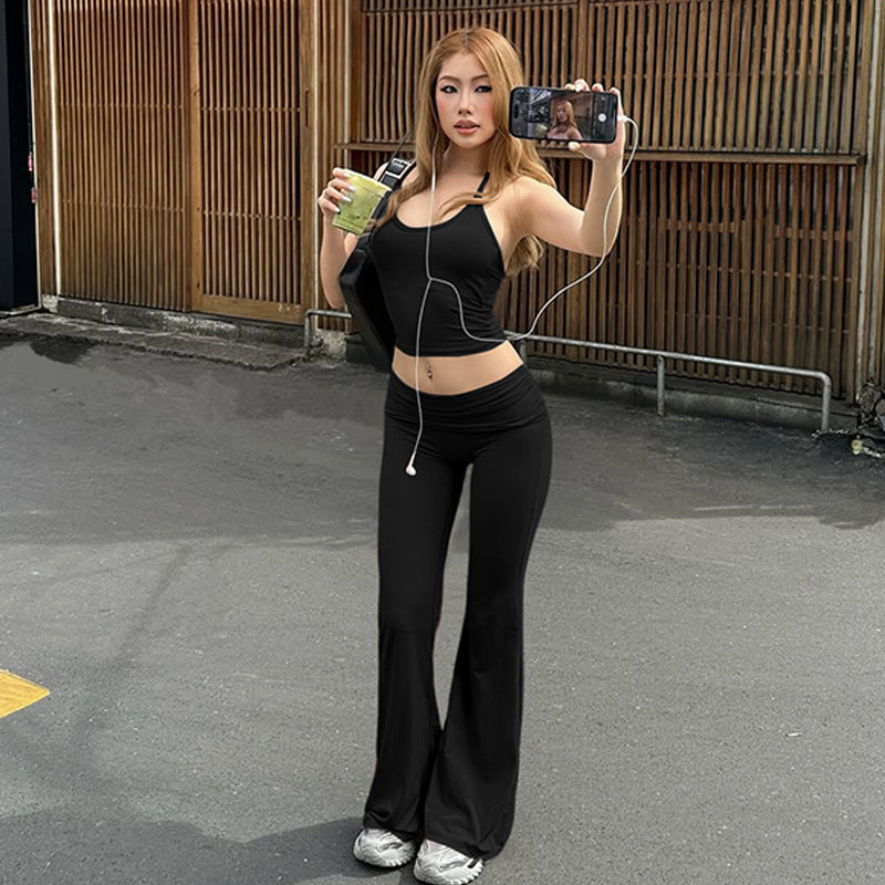 Damen Sportliches Sets mit weit geschnittenen Leggings und trägerlosem Oberteil EB