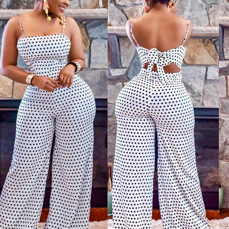 Damen lässiger Jumpsuit mit raffiniertem Rückenschnitt und weitem Bein EB