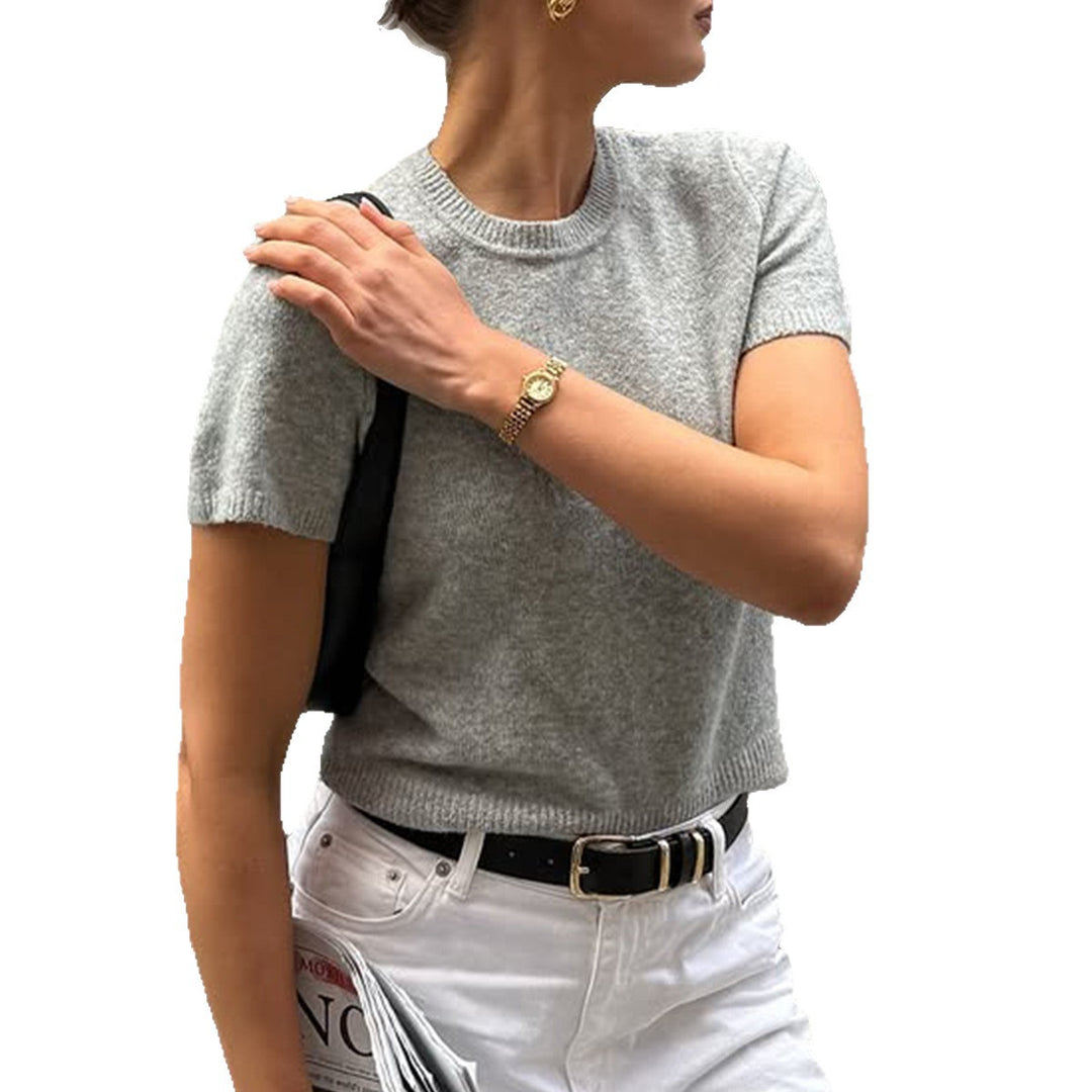 Damen Kurzarm Strickoberteil mit weichem Finish und figurfreundlicher Passform EB