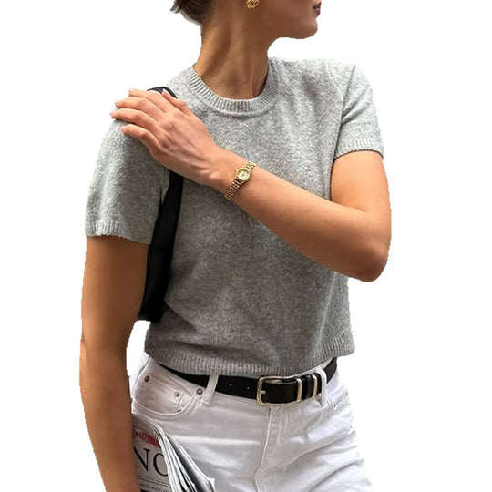 Damen Kurzarm Strickoberteil mit weichem Finish und figurfreundlicher Passform EB