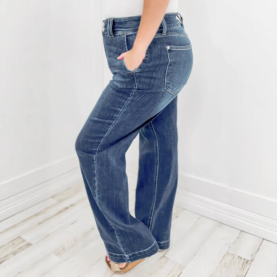 Damen Hochtaillierte Jeans im lässigen Vintage-Stil EB