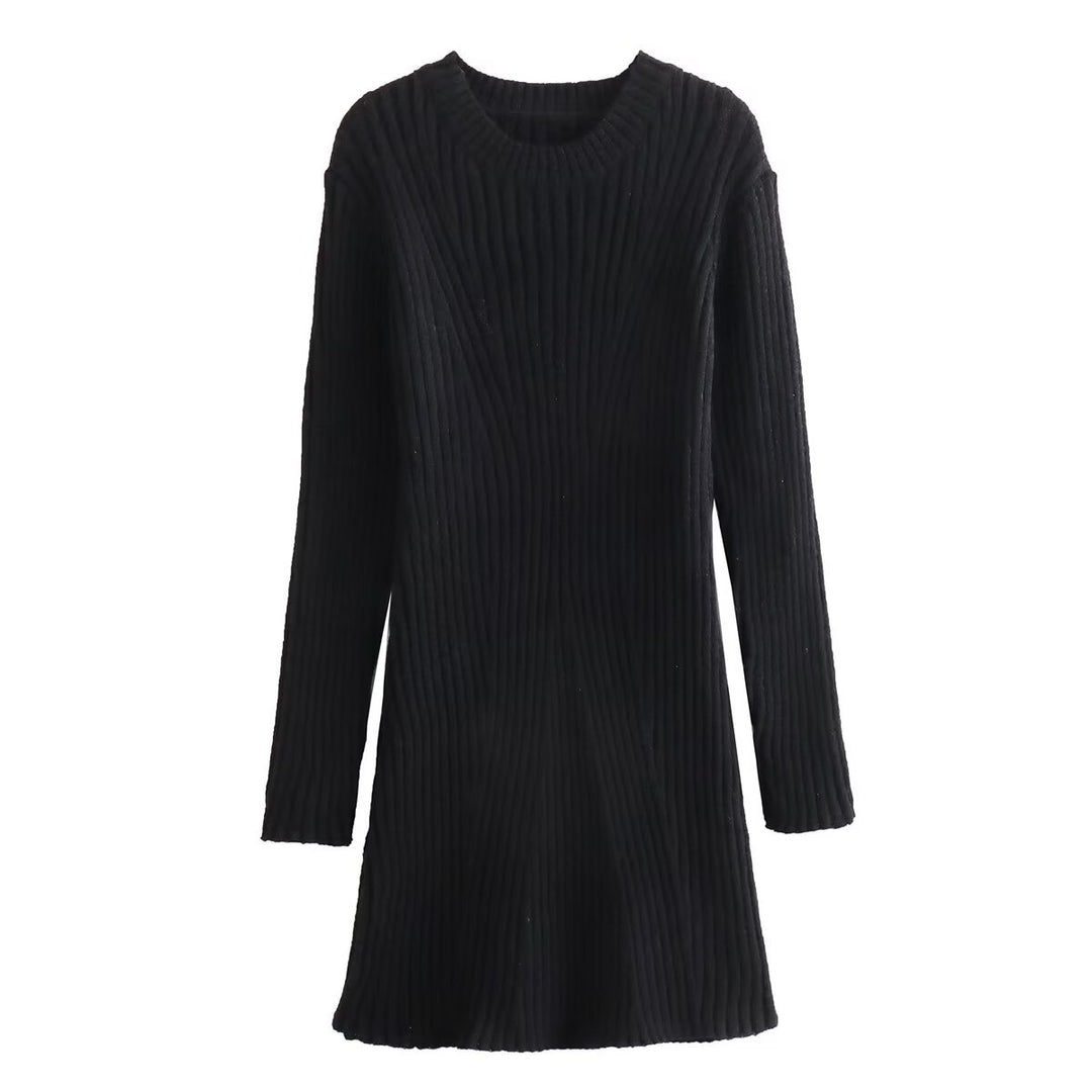 Damen Strickkleid mit modernem Rippendesign EB