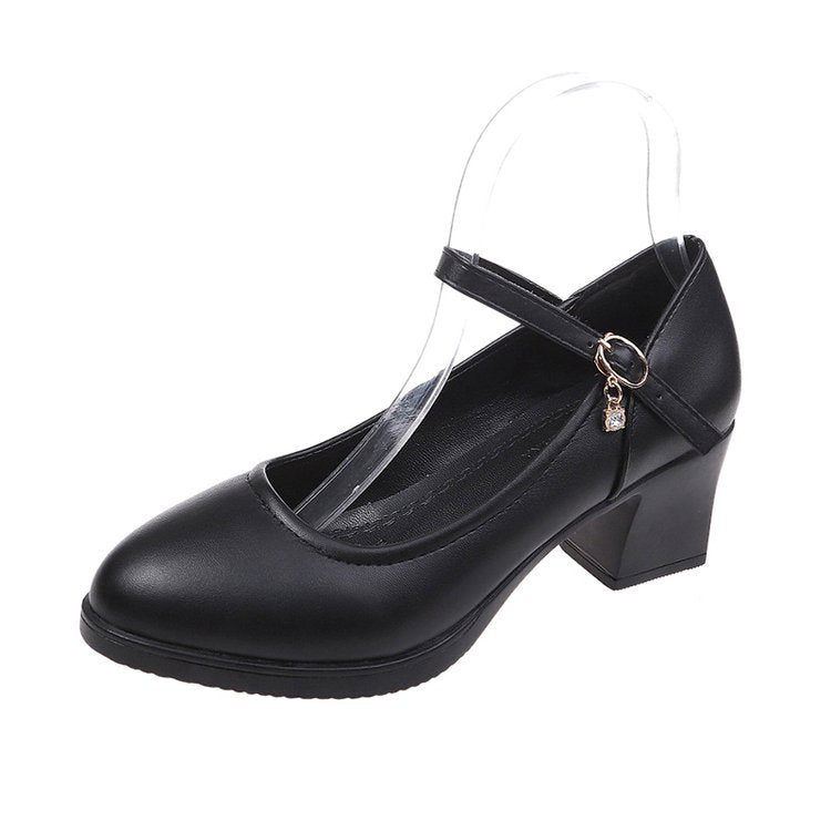 Damen elegante Mary Jane Pumps mit stabiler Sohle EB