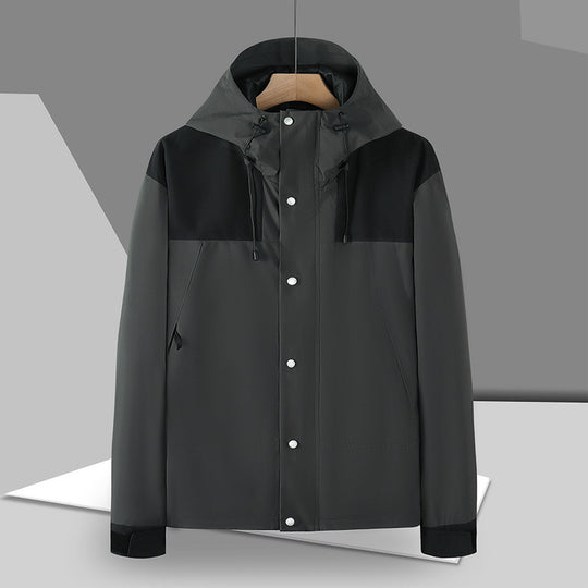 Herren Minimalistische Softshell-Kapuzenjacke mit verdeckter Druckknopfleiste EB