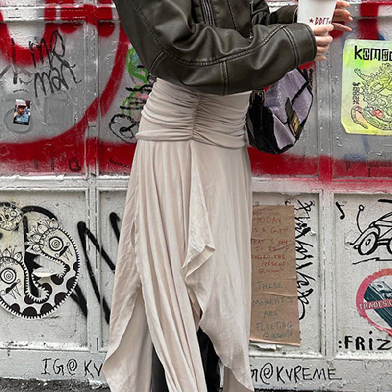 Damen asymmetrischer Wickelrock mit elegantem Faltenwurf EB