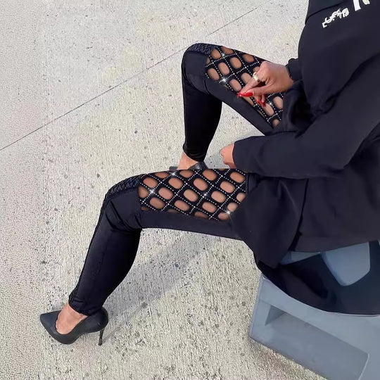 Damen Leggings mit Netzdetails und figurbetonter Passform EB